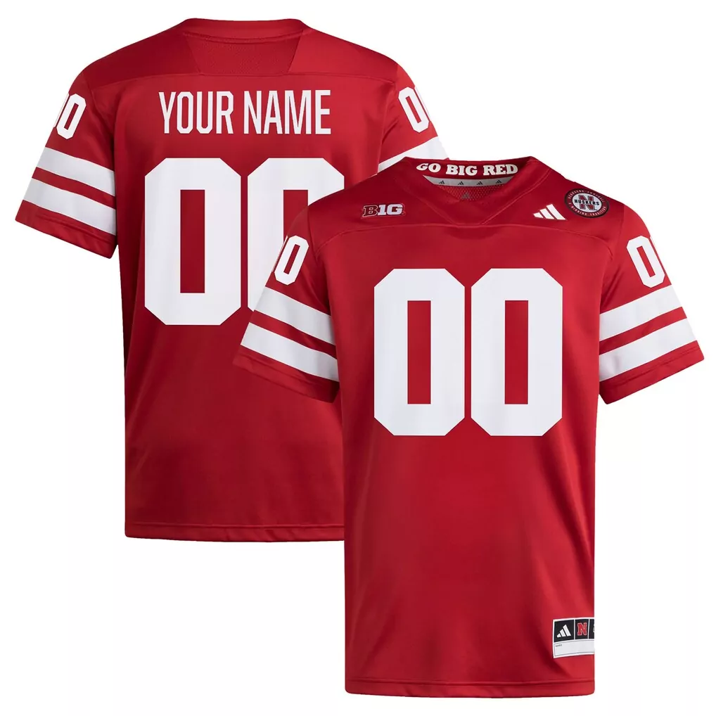 nebraska huskers adidas custom home premier football jersey scarlet