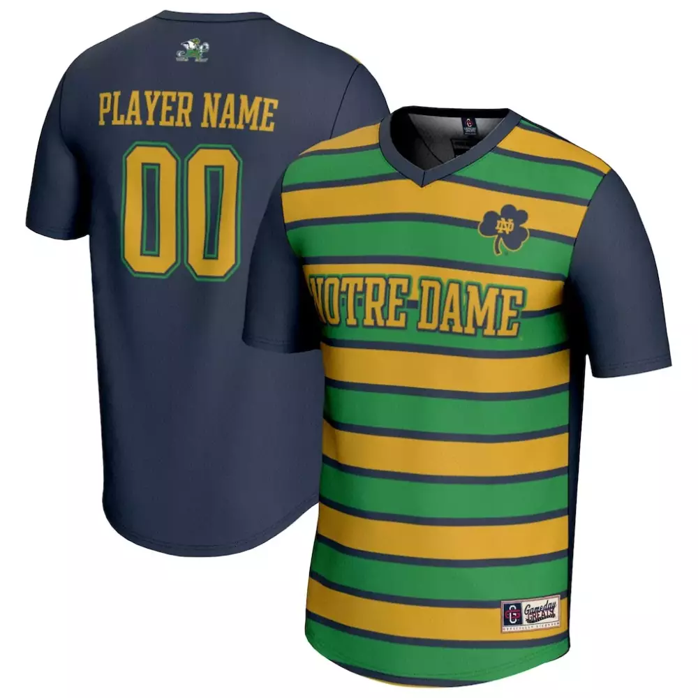 notre dame fighting irish gameday greats unisex collegiate men s soccer nil pick a player fashion jersey navy gold