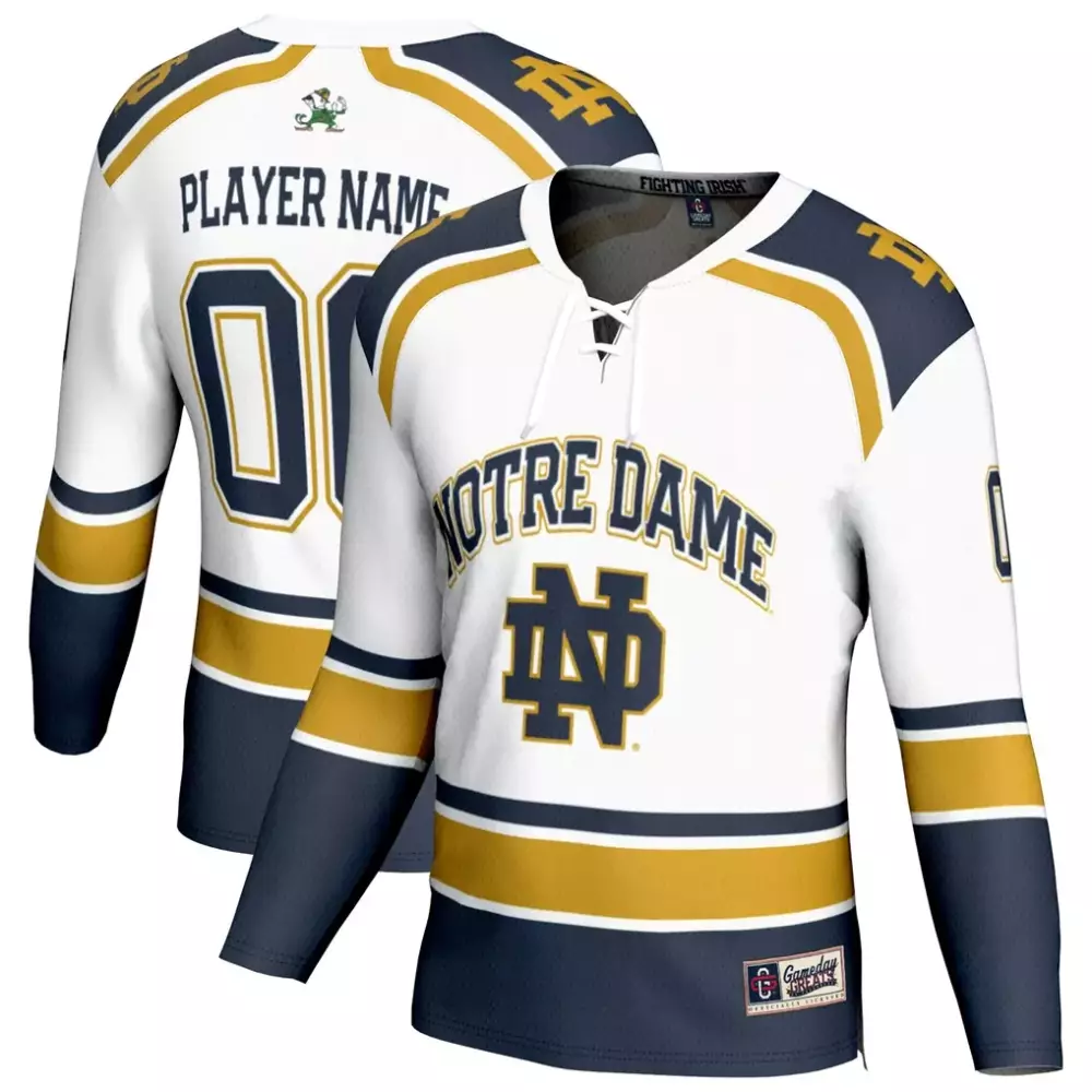 notre dame fighting irish gameday greats youth lightweight hockey nil pick a player fashion jersey white