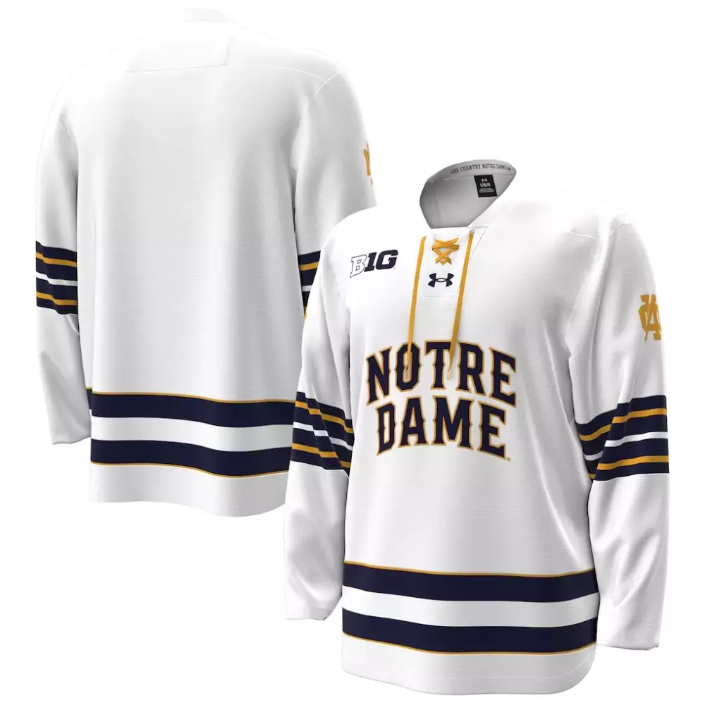 notre dame fighting irish under armour home replica hockey jersey white