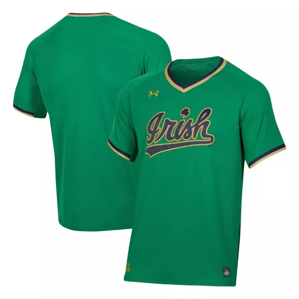 notre dame fighting irish under armour softball v neck jersey green