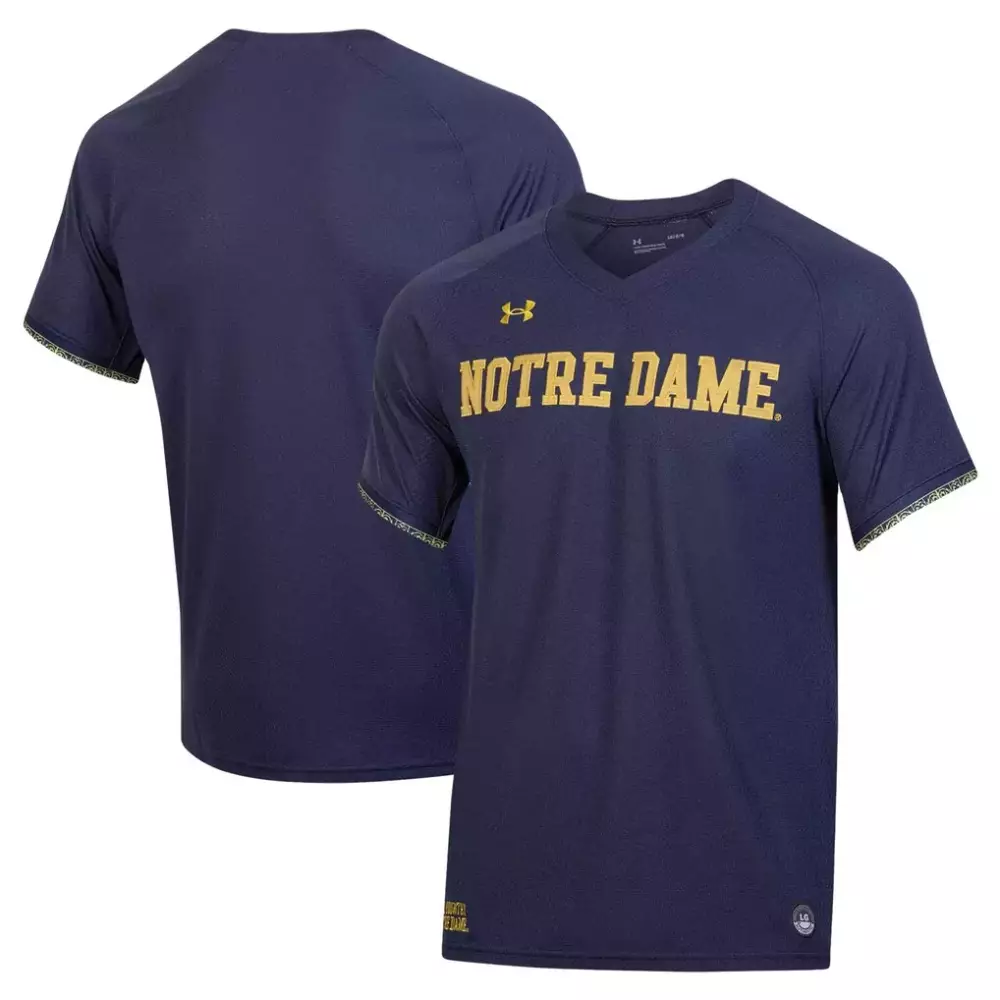 notre dame fighting irish under armour softball v neck jersey green