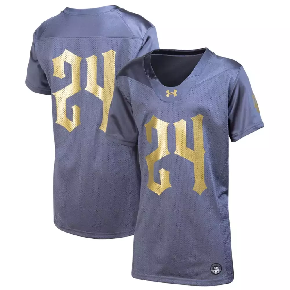 notre dame fighting irish under armour women s 2024 shamrock series replica jersey navy