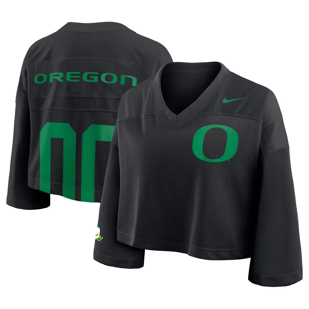 oregon ducks nike women s cropped mesh dri fit fashion jersey black