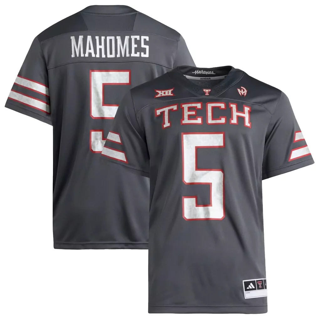 patrick mahomes texas tech red raiders alternate premier strategy jersey gray