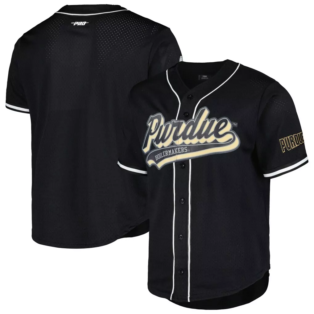 purdue boilermakers pro standard mesh full button replica baseball jersey black