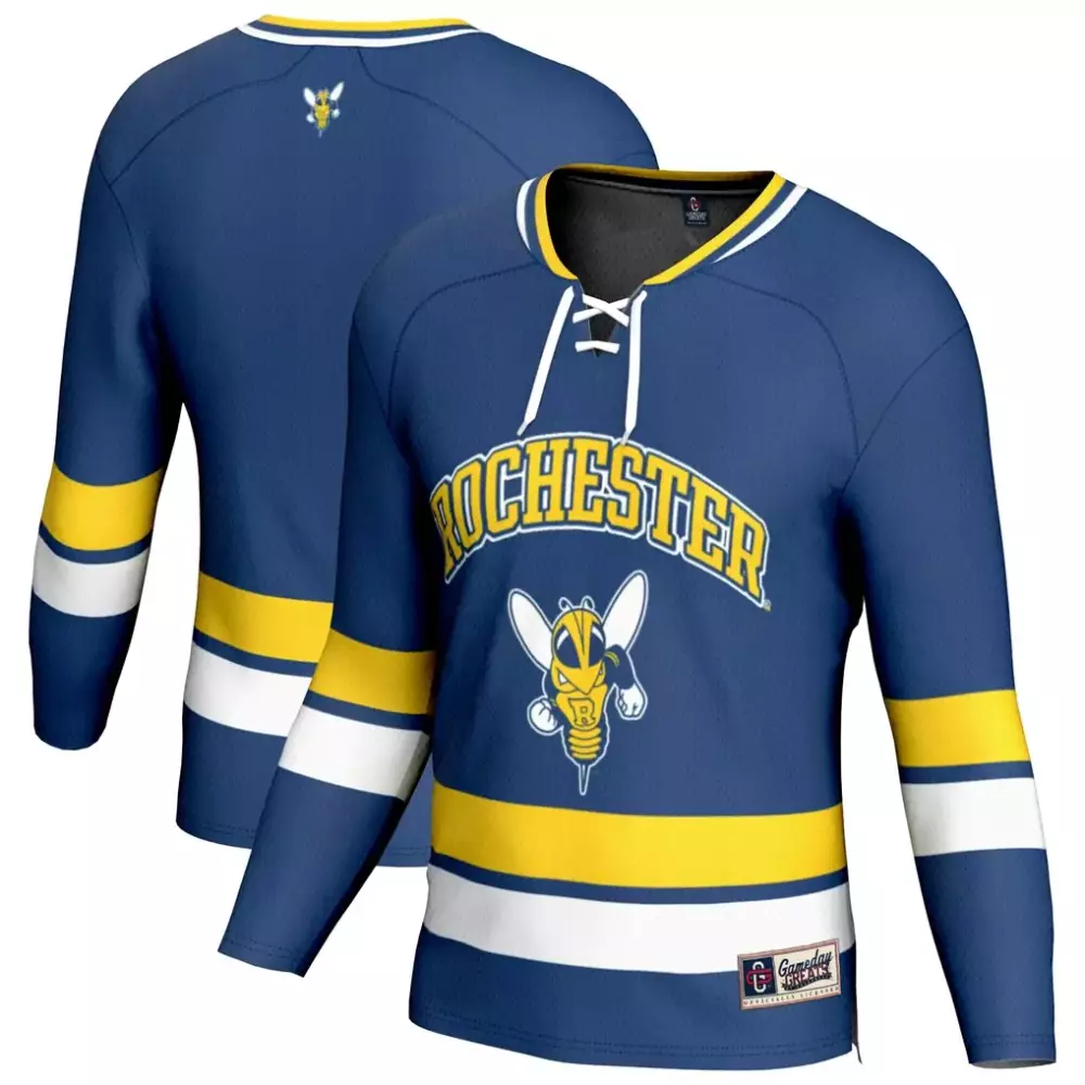 rochester yellow jackets gameday greats hockey jersey blue