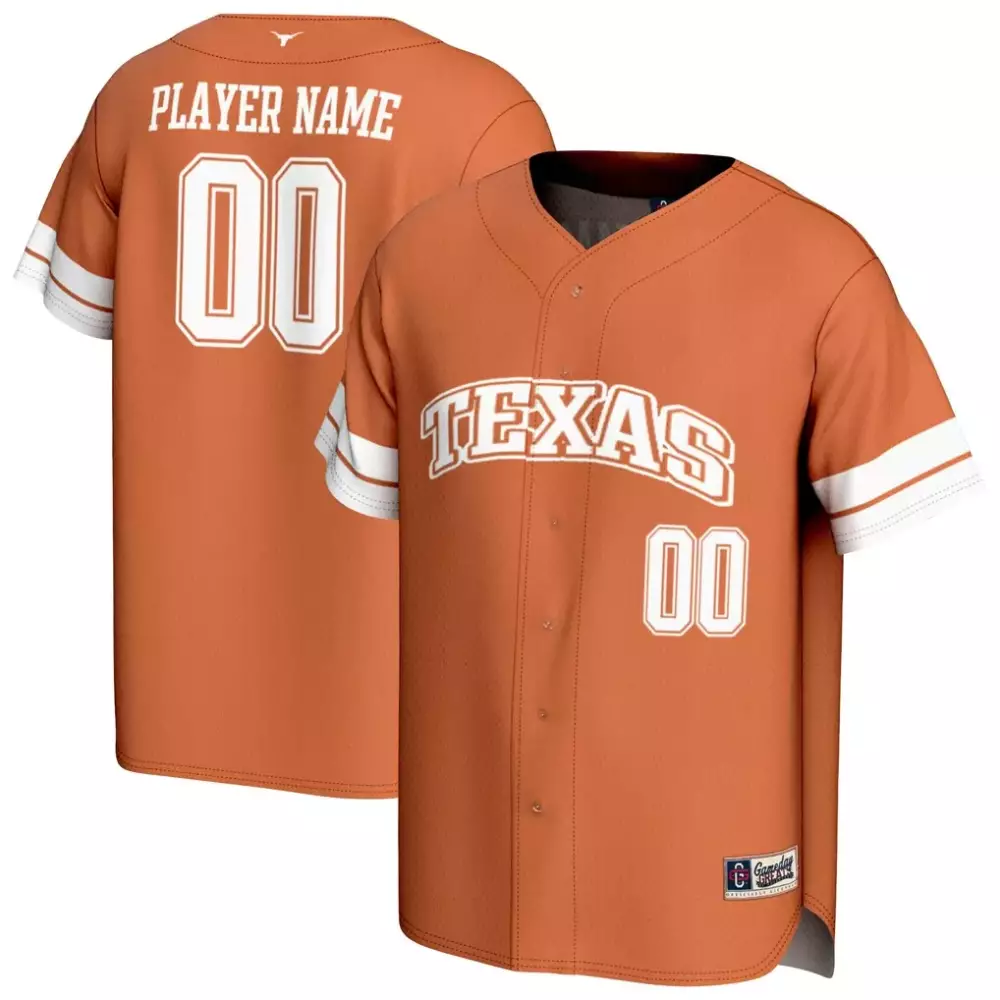 Texas Longhorns Gameday Greats Unisex NIL Pick a Player Lightweight Collegiate Baseball Jersey | Texas Orange Fashion Fan Gear | For Men, Women & Youth