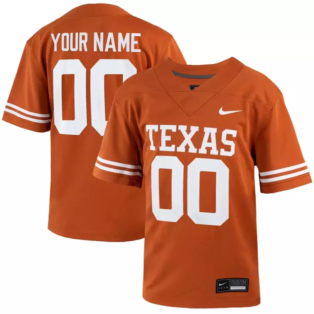 Texas Longhorns Nike Youth Custom Football Game Jersey | Texas Orange | Fan Gear for Kids