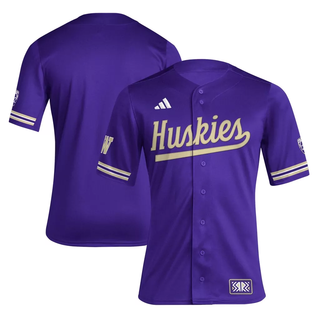 washington huskies adidas replica baseball jersey gray