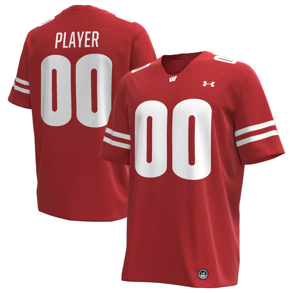 wisconsin badgers under armour nil pick a player replica football jersey red