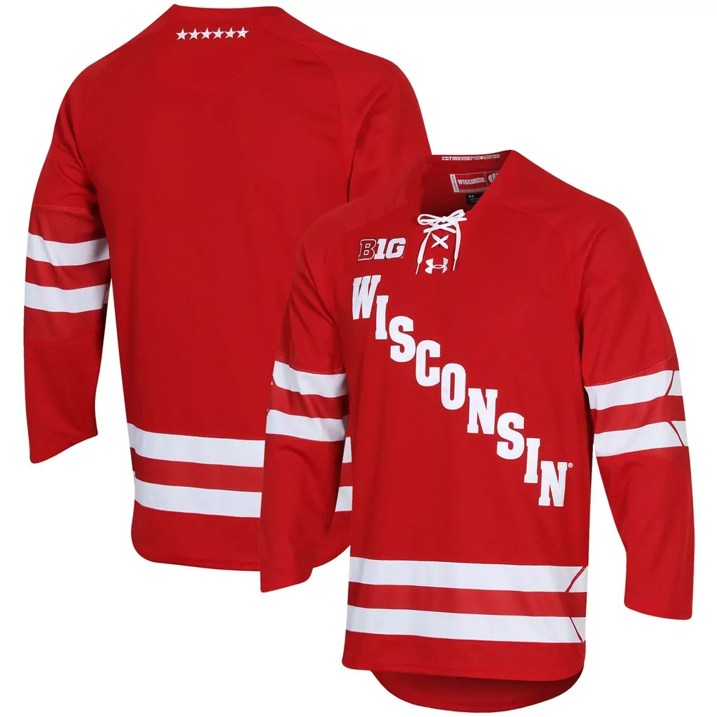 wisconsin badgers under armour replica hockey jersey white
