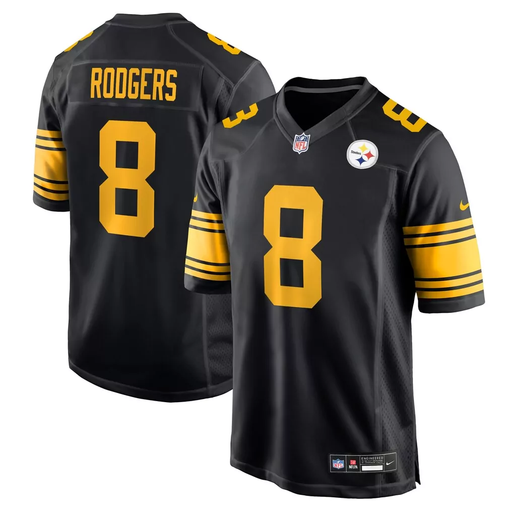 aaron rodgers pittsburgh steelers nike alternate game jersey black