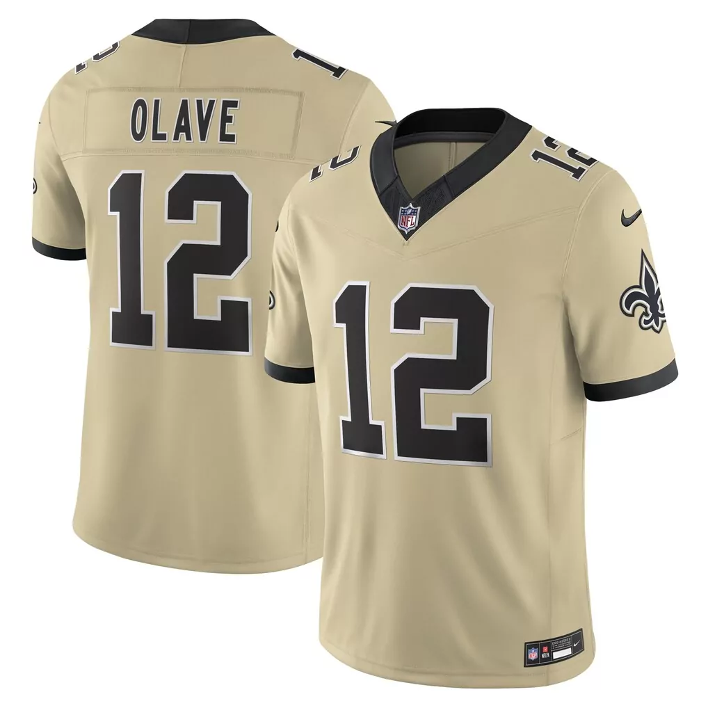 chris olave new orleans saints nike gameday golds alternate vapor f u s e limited jersey gold