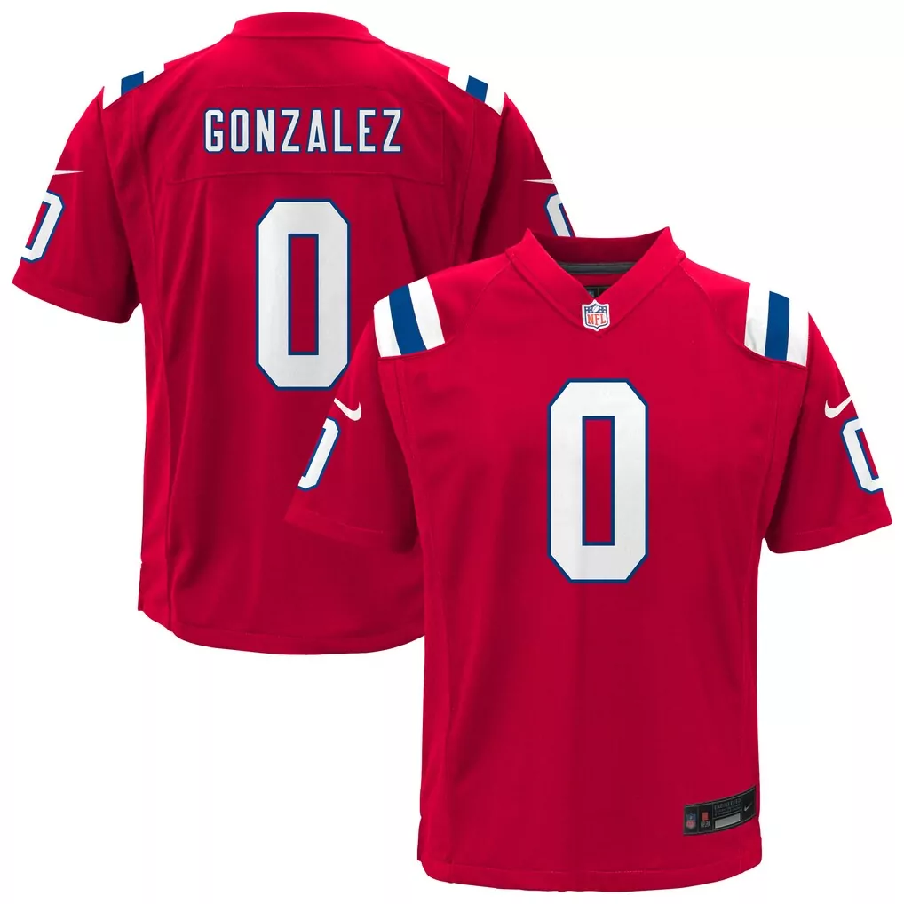 christian gonzalez new england patriots nike youth 2025 rivalries collection game jersey storm blue