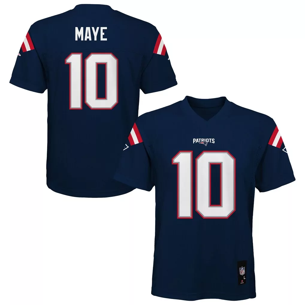 drake maye new england patriots nike youth game jersey white
