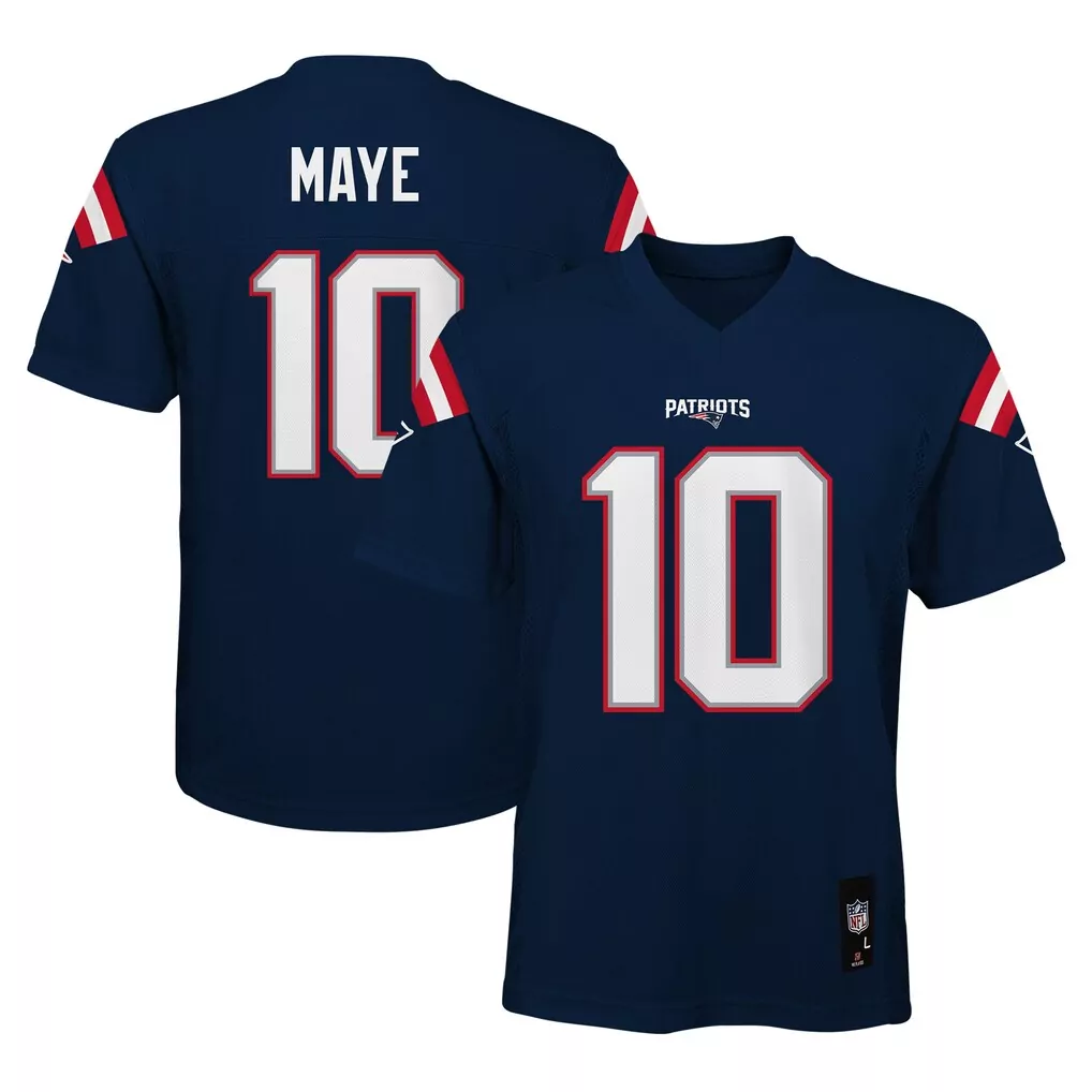 drake maye new england patriots nike youth game jersey white