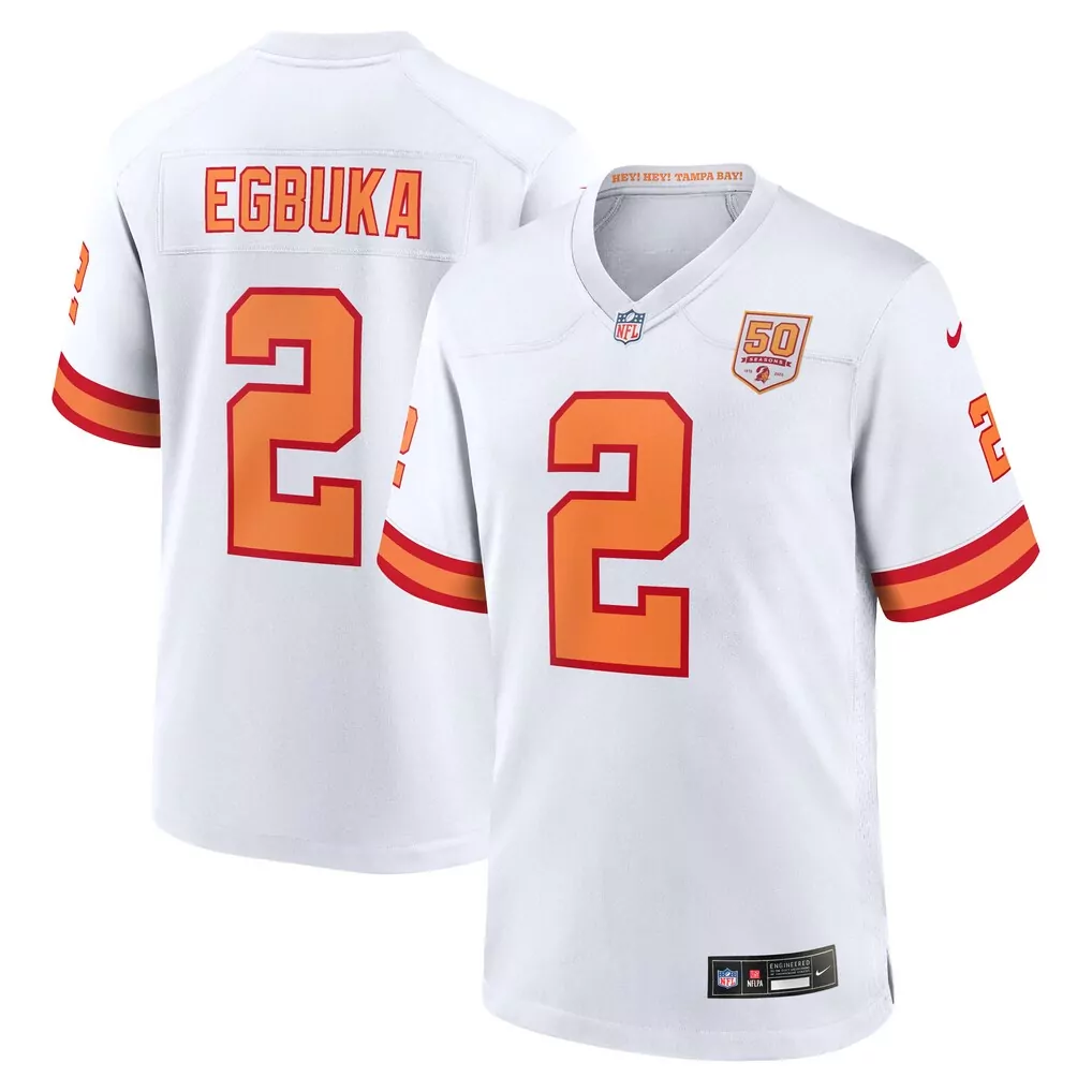 emeka egbuka 76 tampa bay buccaneers nike alternate 50th season game jersey 76 white