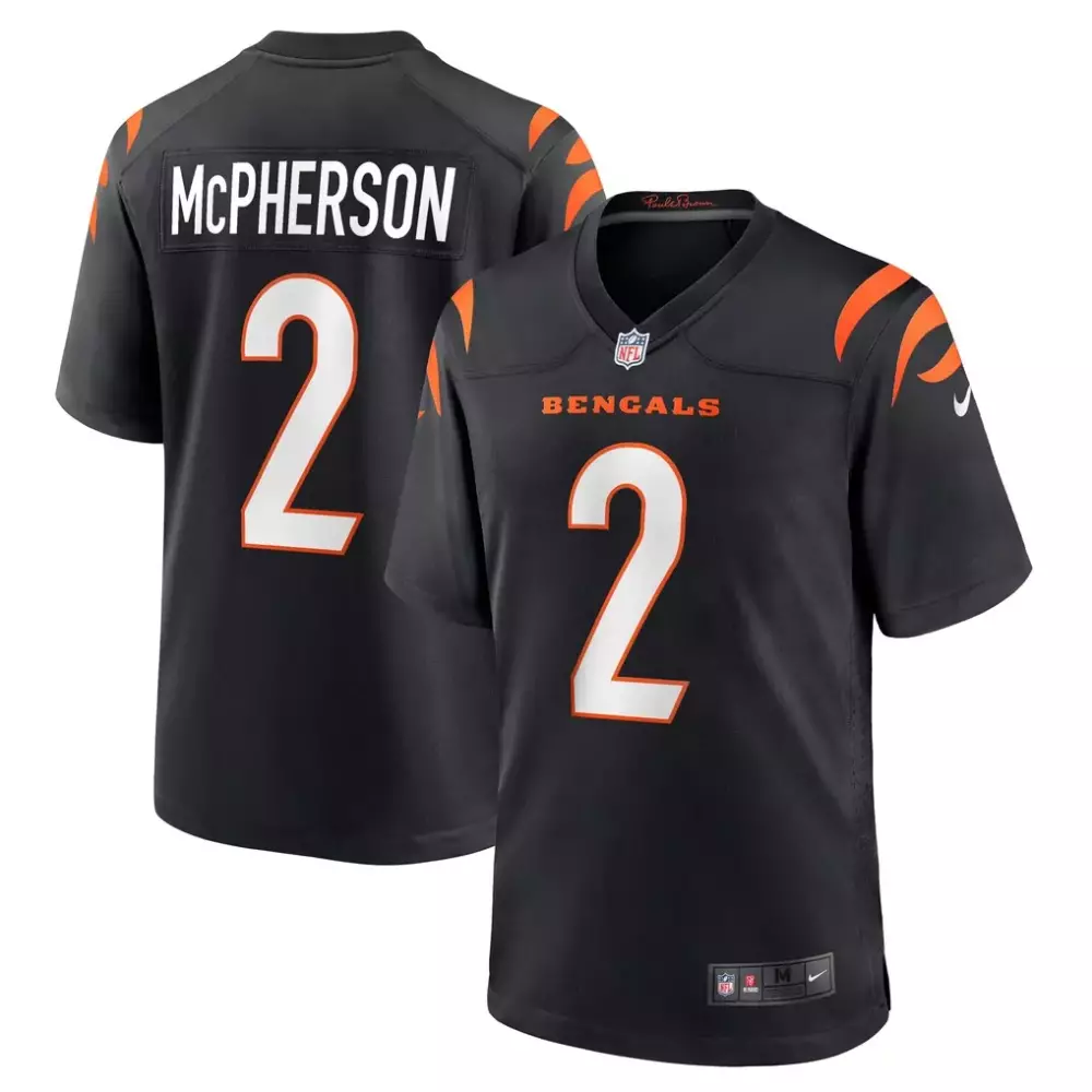 Evan McPherson Cincinnati Bengals Men's Black Gold Jersey | Stitched Replica Fan Gear | For Men, Women & Youth