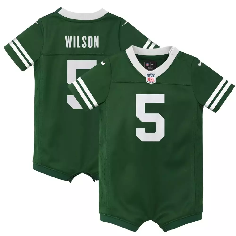 garrett wilson new york jets nike newborn infant game romper jersey legacy green