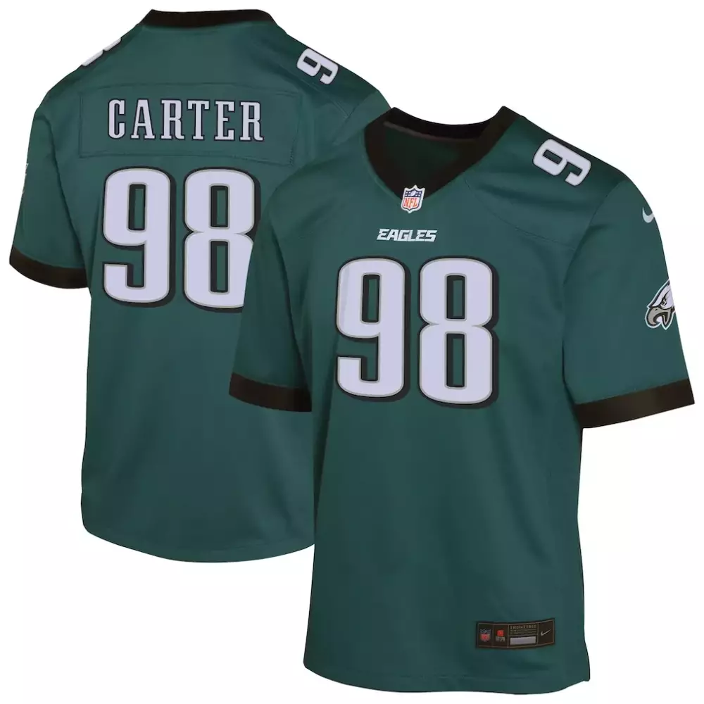 jalen carter philadelphia eagles nike youth game player jersey midnight green