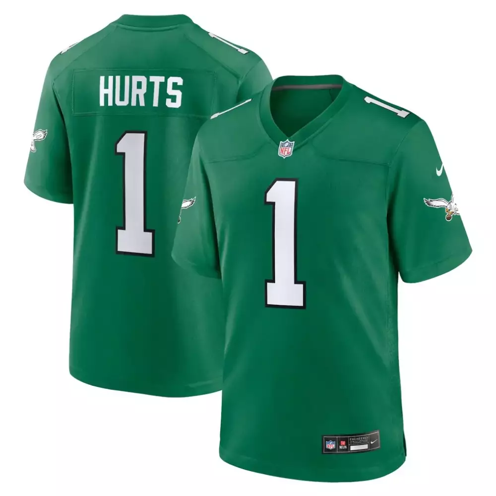 jalen hurts philadelphia eagles nike 2nd alternate vapor f u s e elite jersey kelly green
