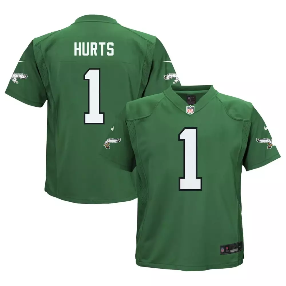 jalen hurts philadelphia eagles nike 2nd alternate vapor f u s e elite jersey kelly green