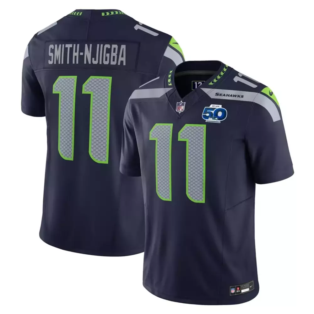 Jaxon Smith-Njigba Seattle Seahawks Nike 50th Season Vapor Limited Jersey | College Navy | Replica Fan Gear | For Men, Women & Youth