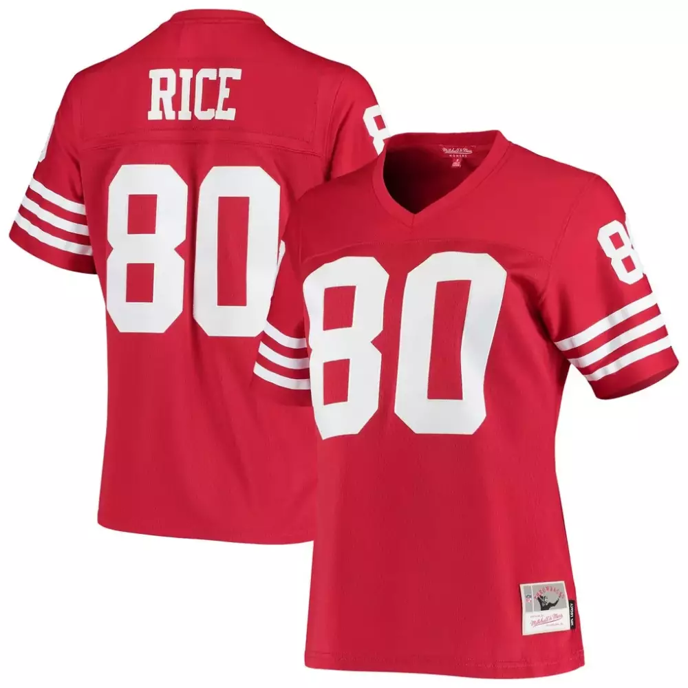 Jerry Rice San Francisco 49ers Mitchell & Ness Women's 1990 Legacy Replica Jersey | Scarlet | Fan Gear for Women