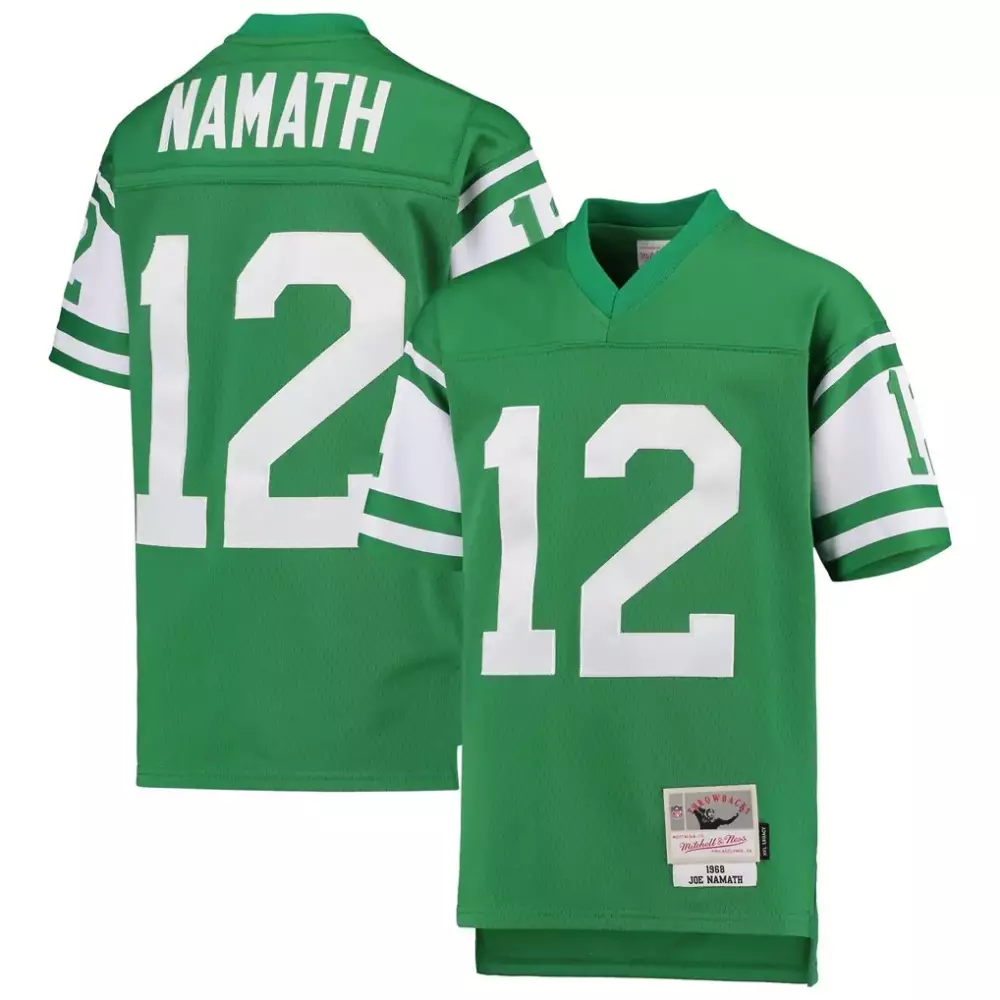 joe namath new york jets mitchell ness legacy replica jersey kelly green