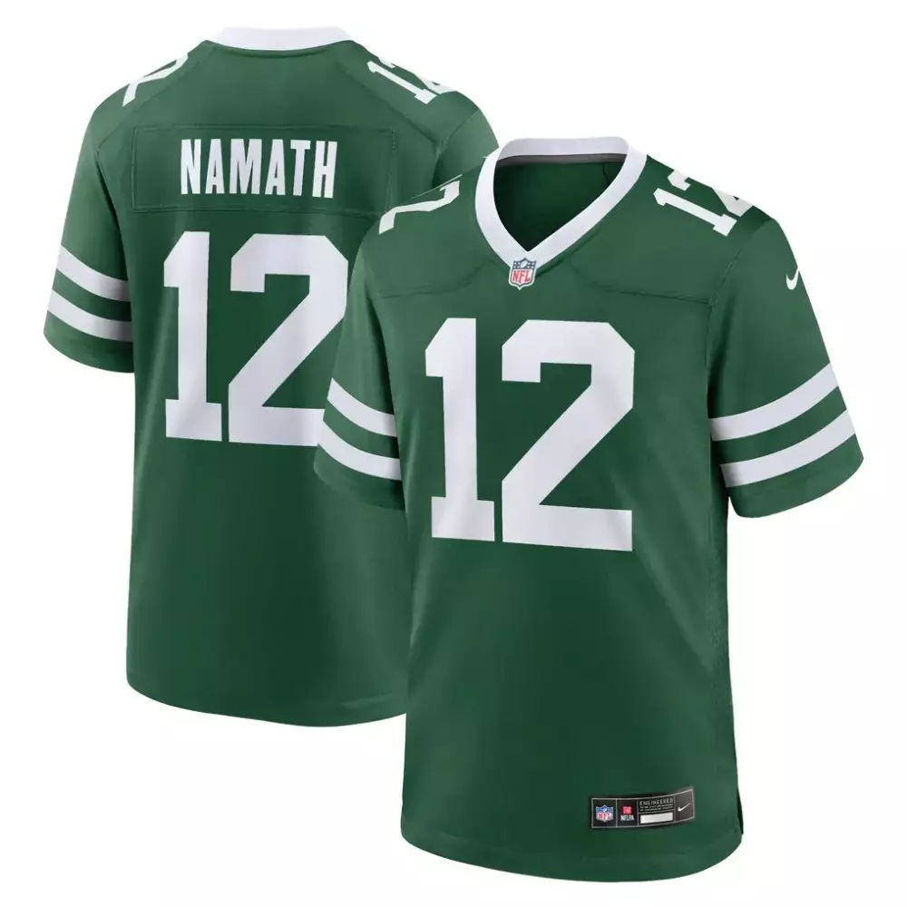 joe namath new york jets nike game jersey legacy green