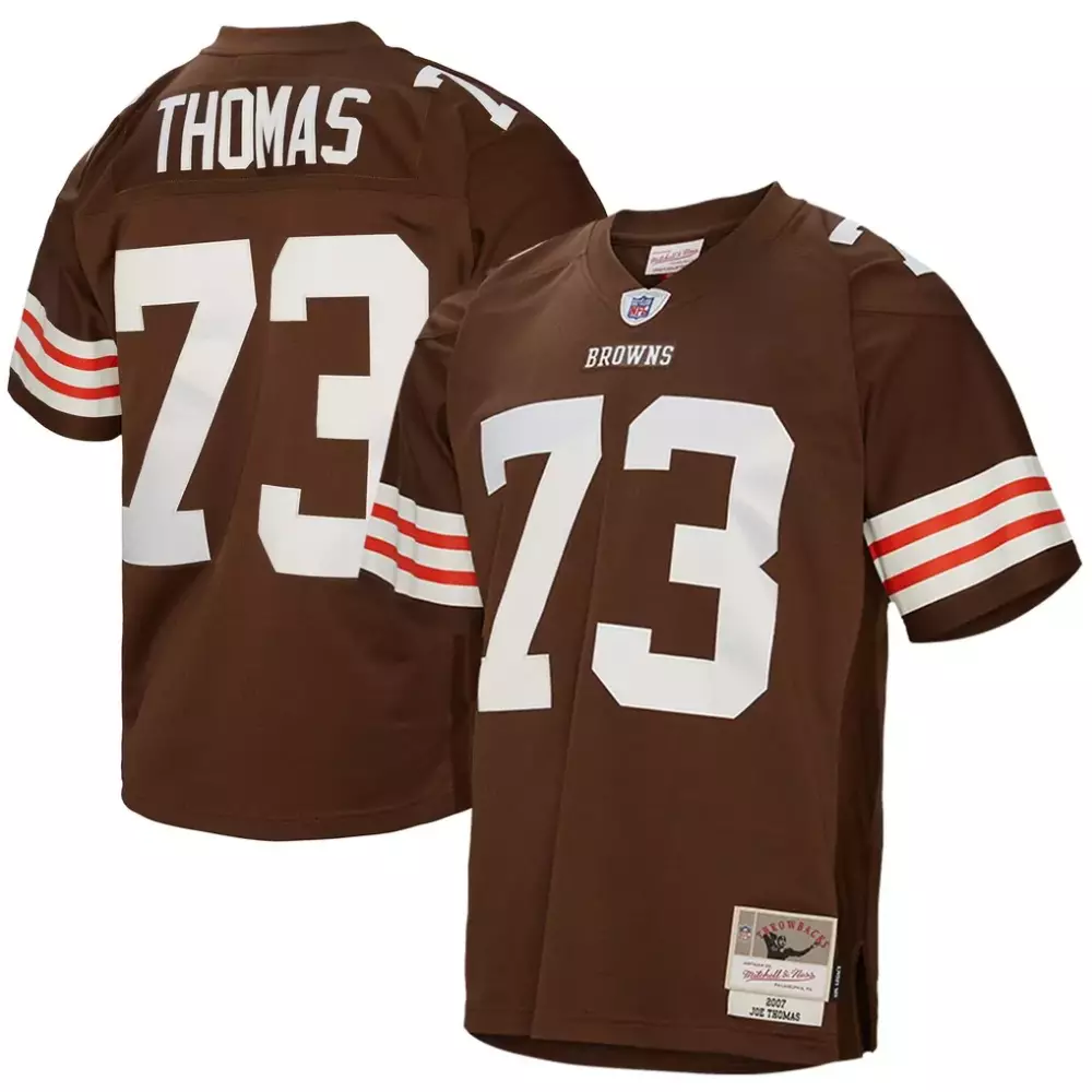 Joe Thomas Cleveland Browns 32 Jim Brown Memorial Patch White Jersey | Stitched Fan Gear | For Men, Women & Youth