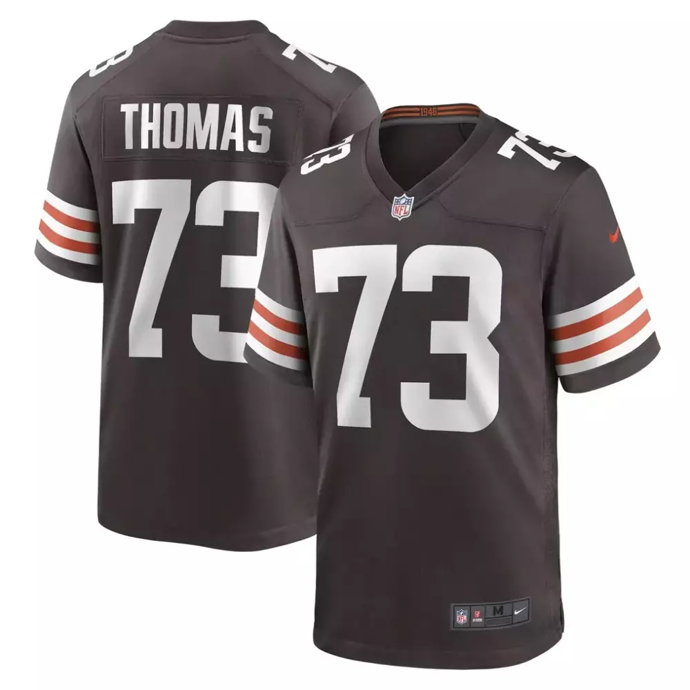 Joe Thomas Cleveland Browns 32 Jim Brown Memorial Patch White Jersey | Stitched Fan Gear | For Men, Women & Youth