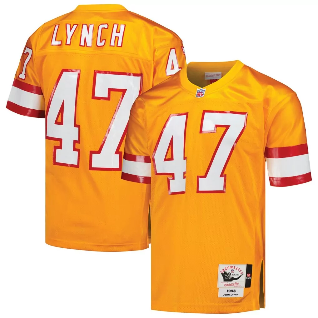 john lynch tampa bay buccaneers 1993 mitchell ness - throwback retired player jersey orange