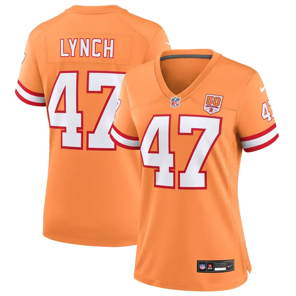 john lynch tampa bay buccaneers nike women s 50th season game jersey creamsicle