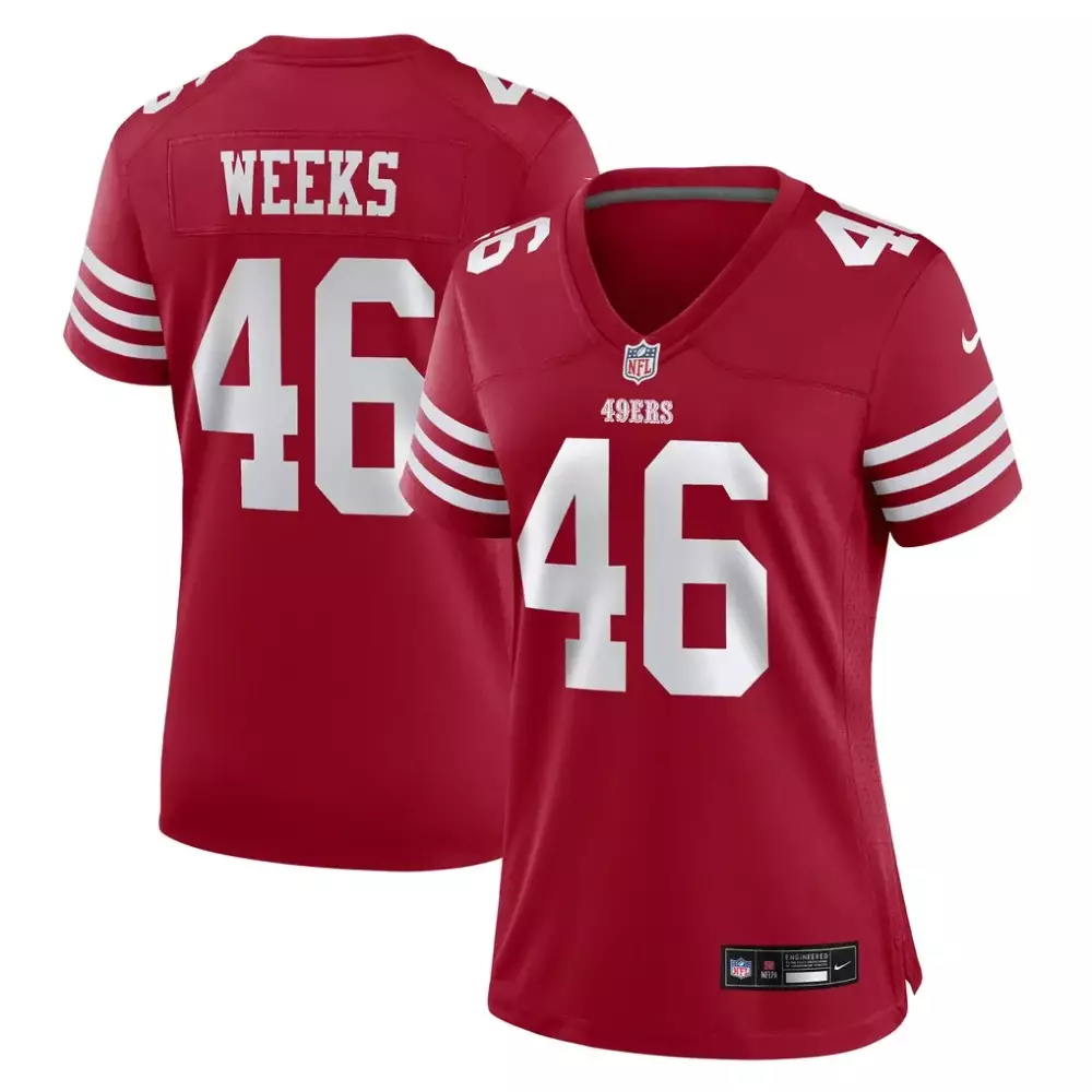 Jon Weeks San Francisco 49ers Nike Women's Team Game Jersey Scarlet | Stylish Fan Gear for Women | For Men, Women & Youth