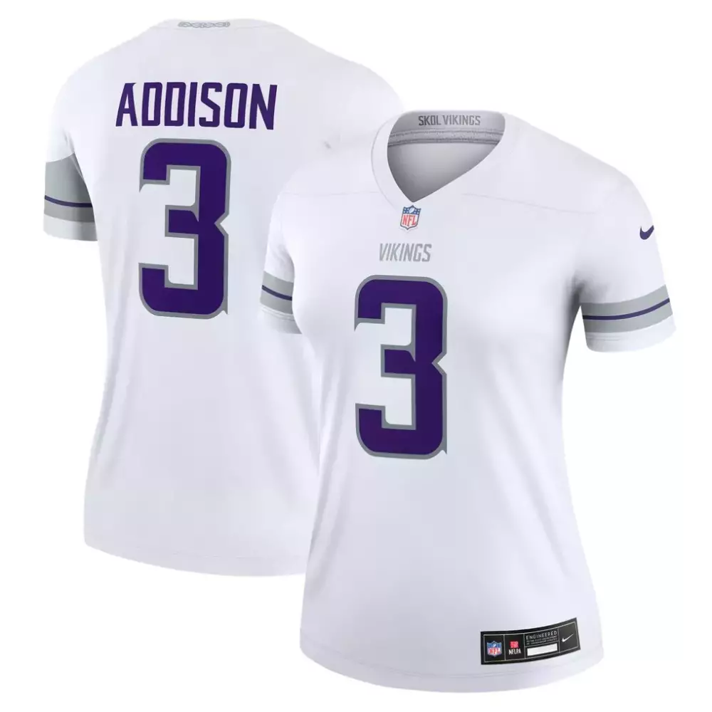 Jordan Addison Minnesota Vikings Nike Women's Alternate Legend Player Performance Top | White | Game Day Outfit for Women