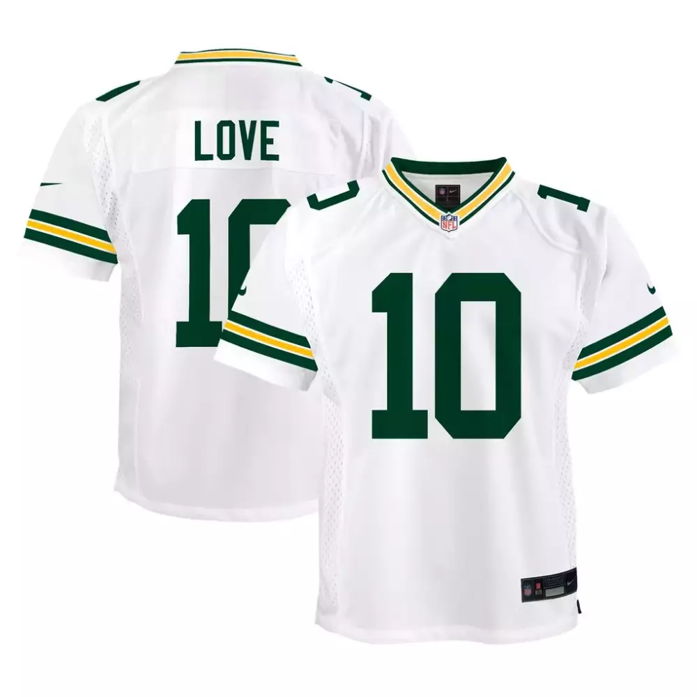 Jordan Love Green Bay Packers Nike Youth Game Jersey | White Stitched Fan Gear | For Men, Women & Youth
