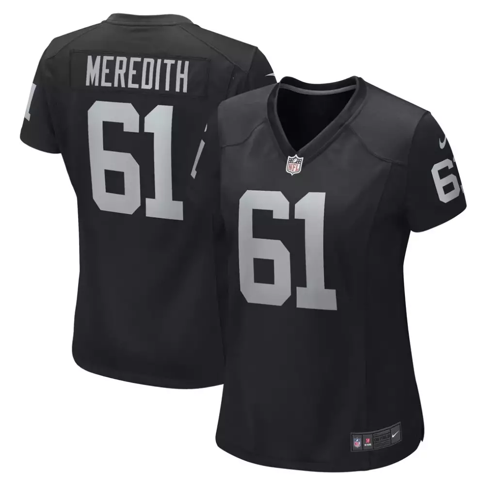 Jordan Meredith Las Vegas Raiders Black Game Player Jersey | Stylish NFL Gear for Men, Women & Youth | Game Day Ready