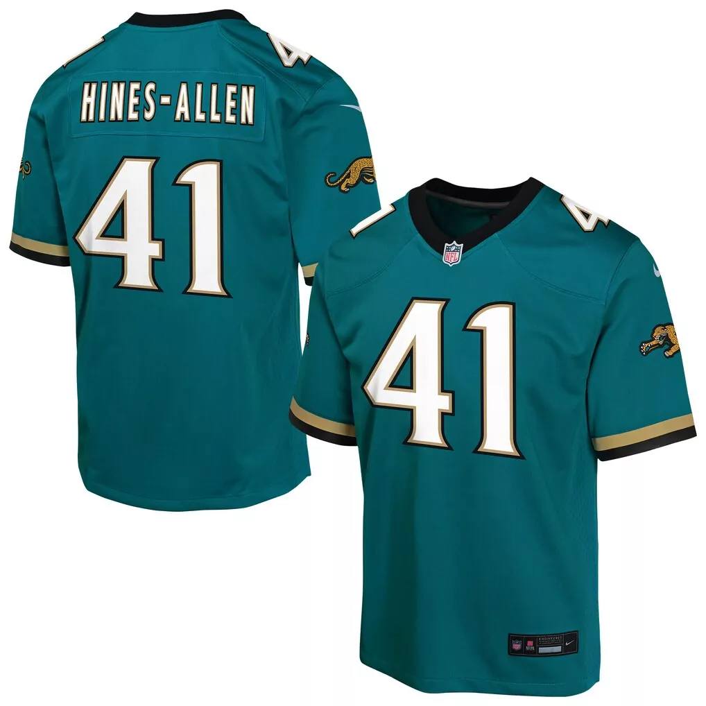 josh hines allen jacksonville jaguars nike youth alternate 2 prowler throwback game jersey teal