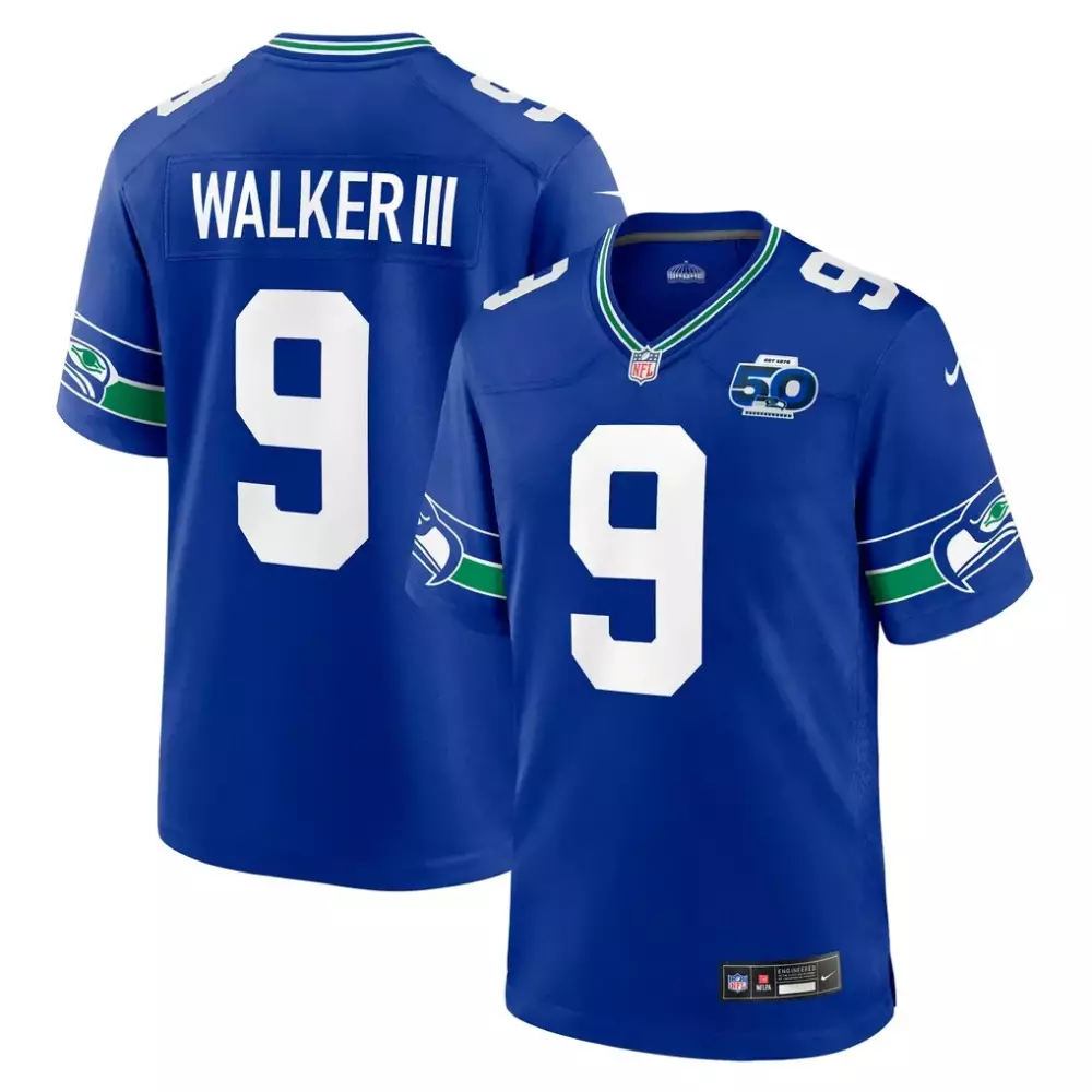 Kenneth Walker III Seattle Seahawks Nike Alternate 50th Season Game Jersey | Royal | Game Day Outfit | For Men, Women & Youth