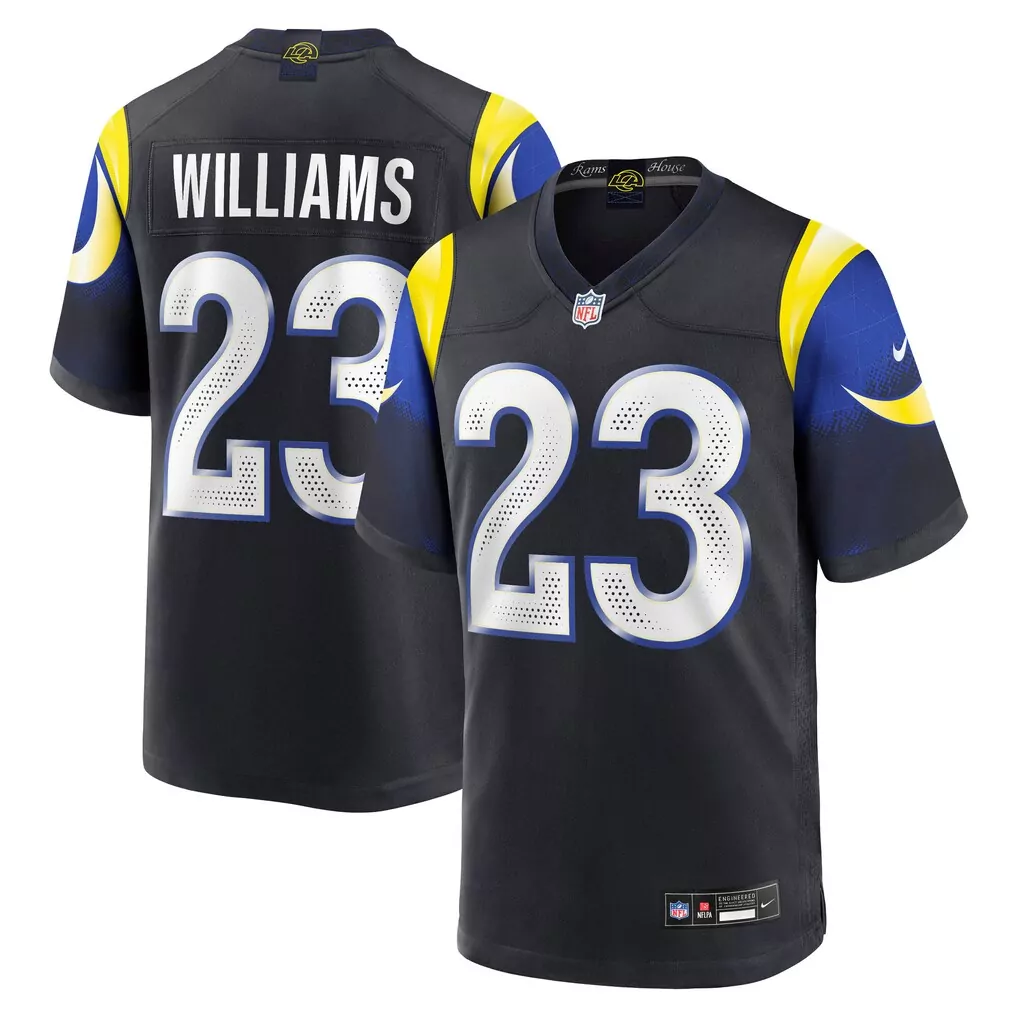 kyren williams los angeles rams nike 2025 rivalries collection game jersey midnight blue