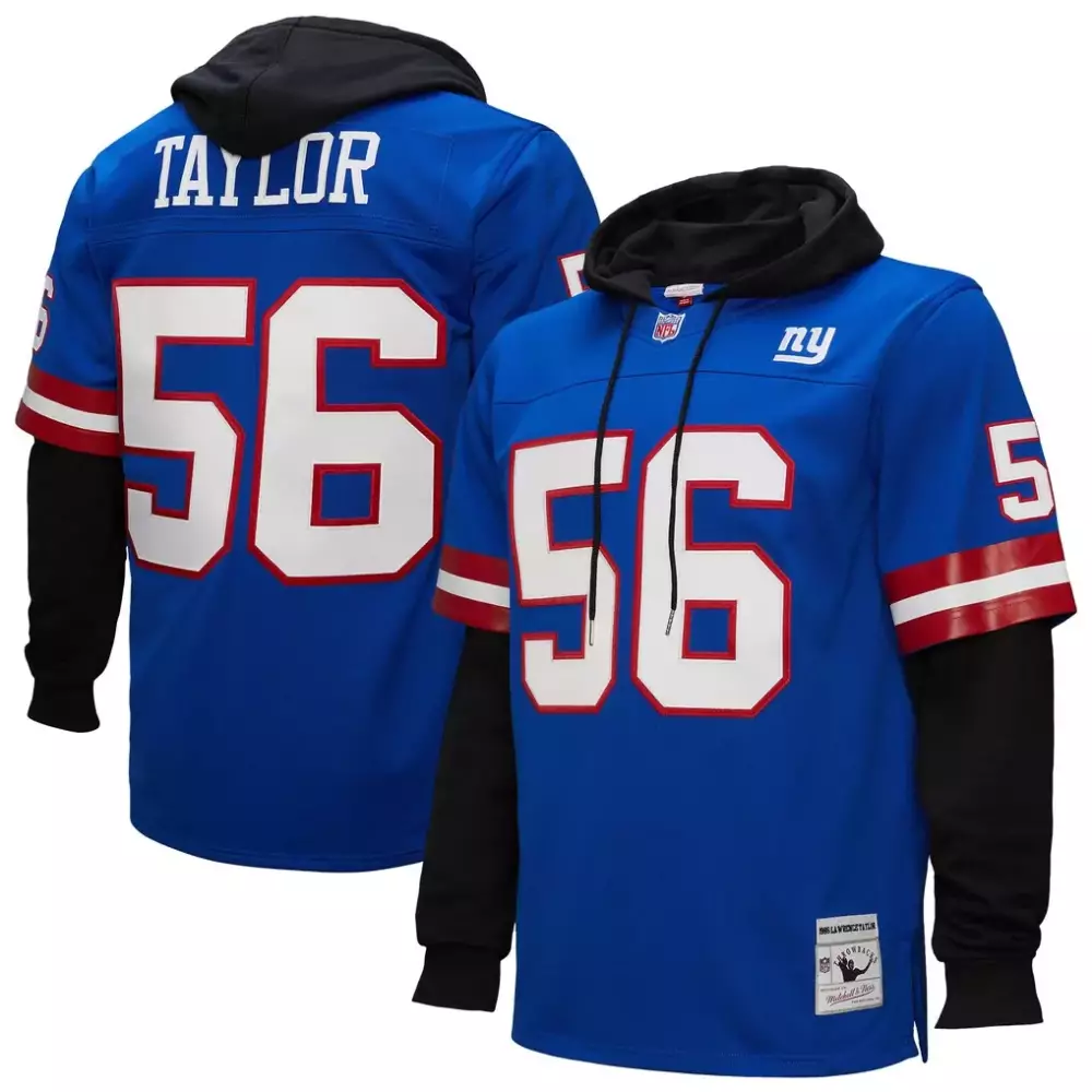 Lawrence Taylor Mitchell & Ness Player Name Number Hoodie Legacy Jersey | Royal New York Giants Fan Gear | For Men, Women & Youth
