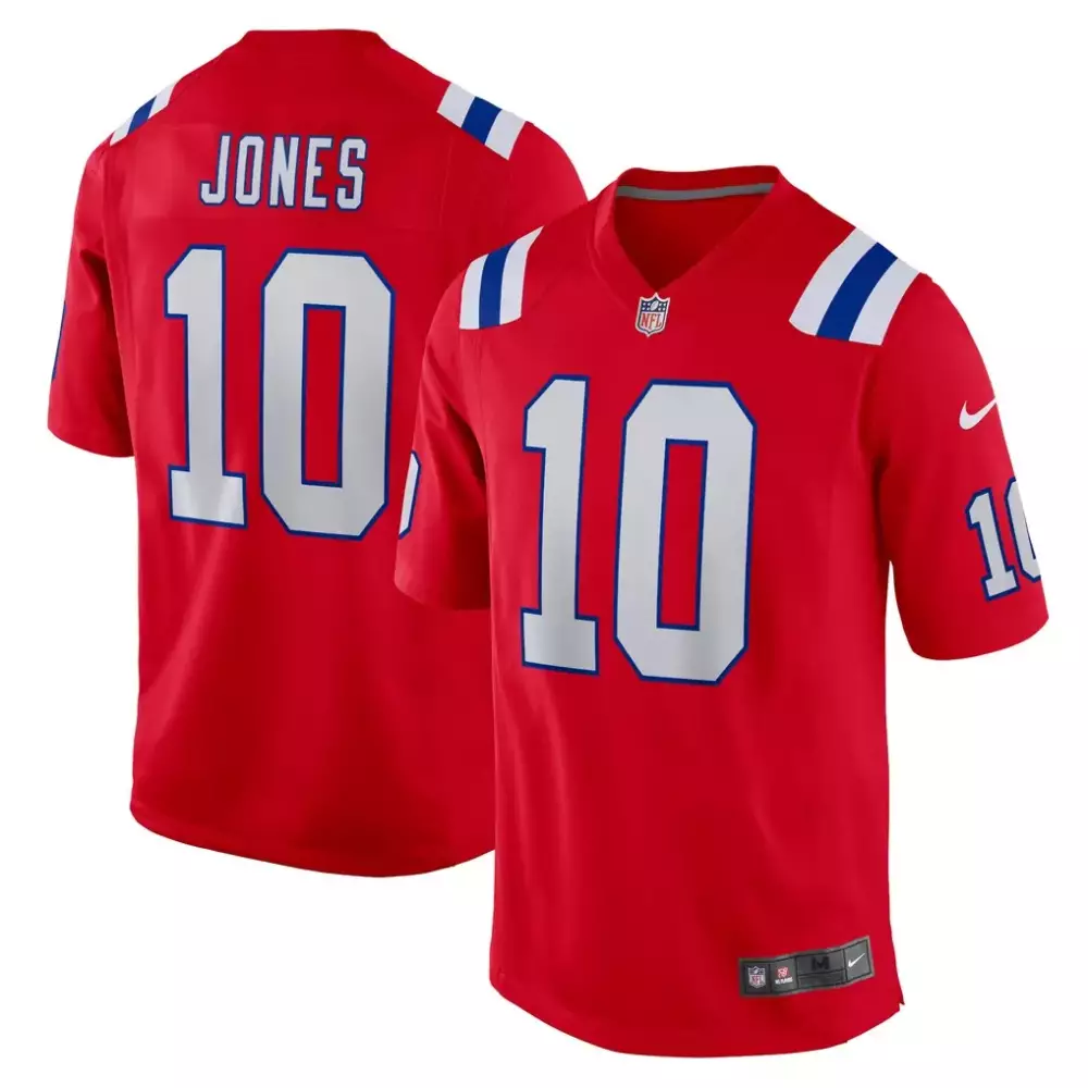 mac jones new england patriots nike alternate game jersey red