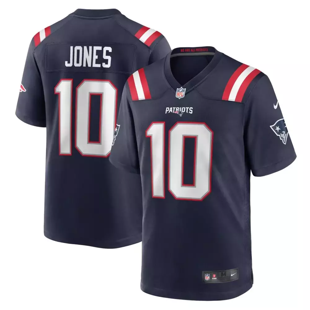 mac jones new england patriots nike player game jersey navy