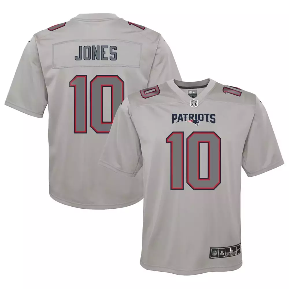 mac jones new england patriots nike youth atmosphere fashion game jersey gray