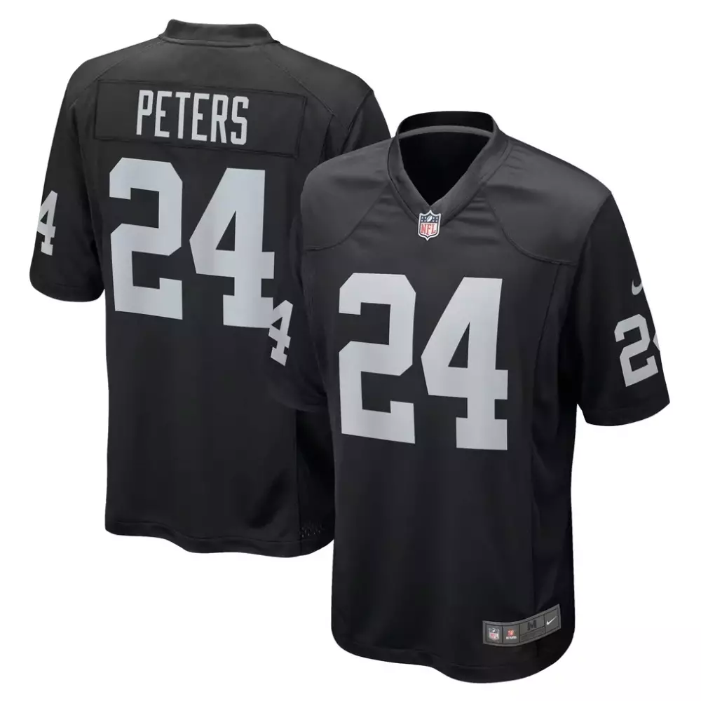 Marcus Peters Las Vegas Raiders Black Team Game Jersey | Stylish Fan Gear for Men, Women & Youth | Perfect for Game Day