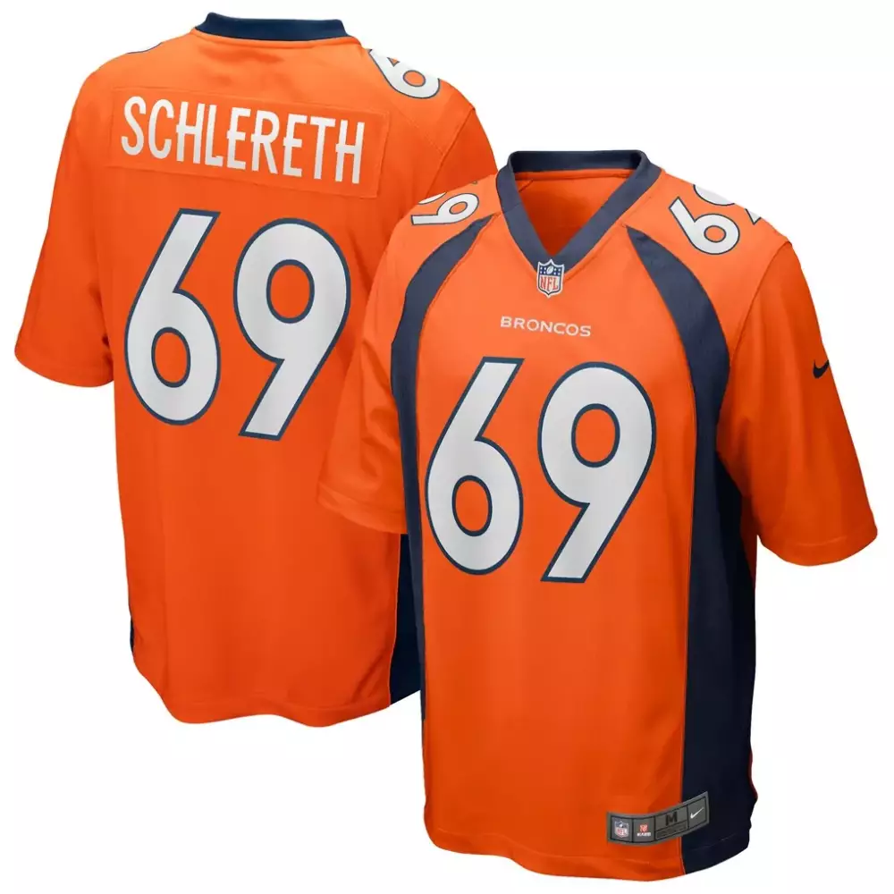 Mark Schlereth Denver Broncos Nike Game Retired Player Jersey | Orange Stitched Fan Gear | For Men, Women & Youth