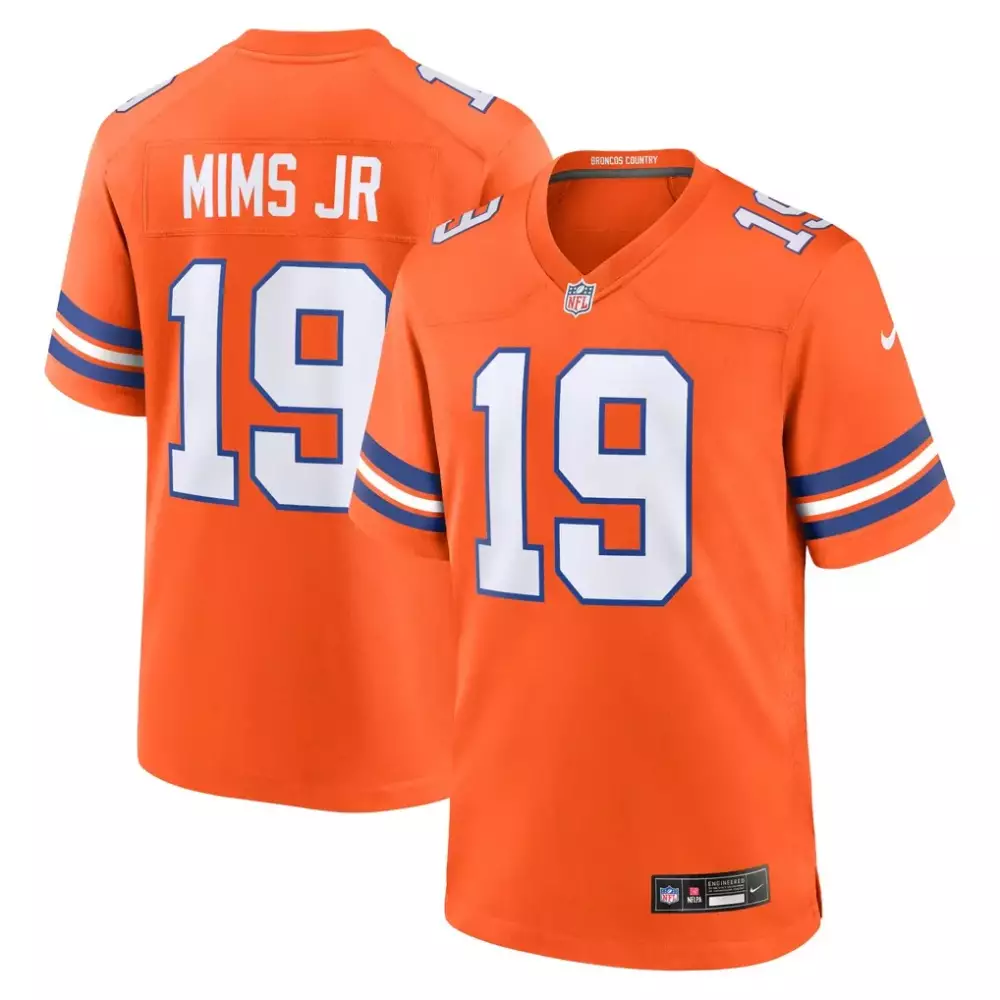 Marvin Mims Jr. Denver Broncos Nike Mile High Collection 1977 Throwback Player Game Jersey | Orange Stitched Fan Gear | For Men, Women & Youth