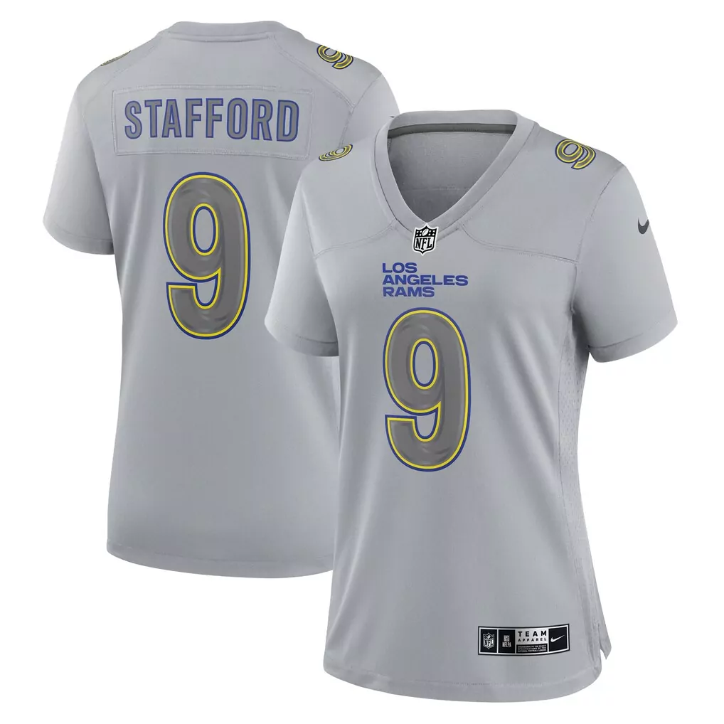 matthew stafford los angeles rams nike women s atmosphere fashion game jersey gray